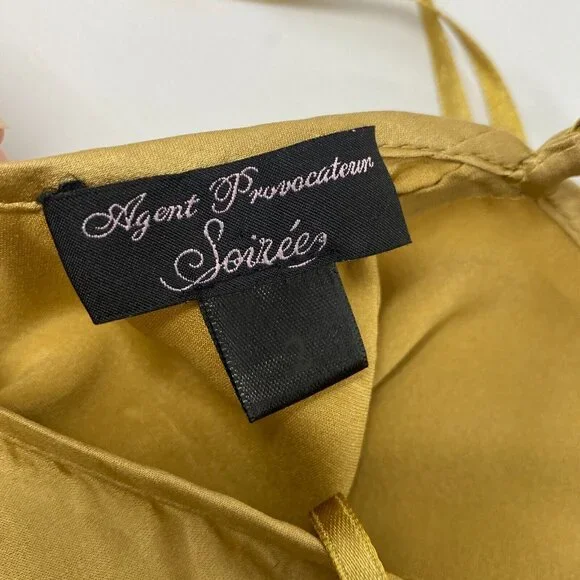 Agent Provocateur Nayeli Gold Black Silk Slip Dress AP2 Small - Picture 9 of 16